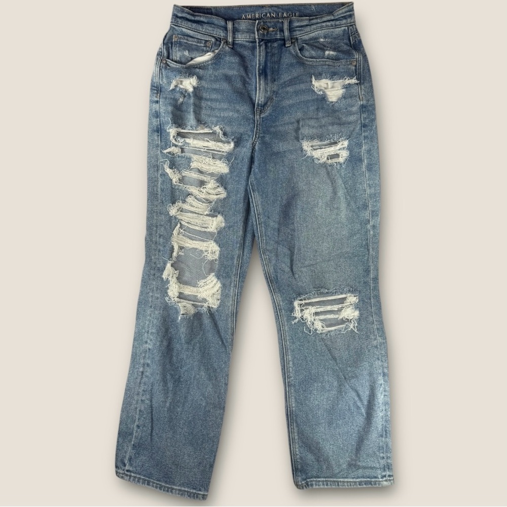 American Eagle Outfitters‎ Women's High Rise Ripped Blue Jeans